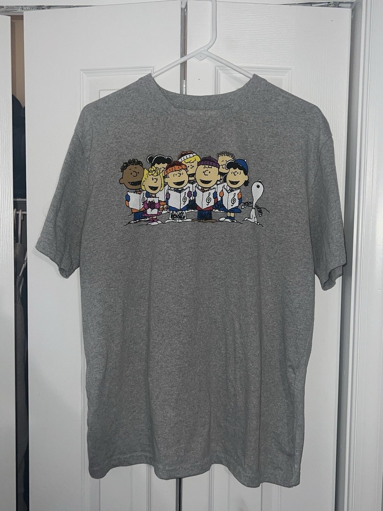 Charlie Brown Christmas Carol Grey Peanuts T-Shirt Size XL