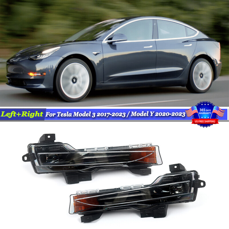 For 2017-2023 Tesla Model 3 Y Left+Right Fog Light Lamp LED DRL Up-Level Set