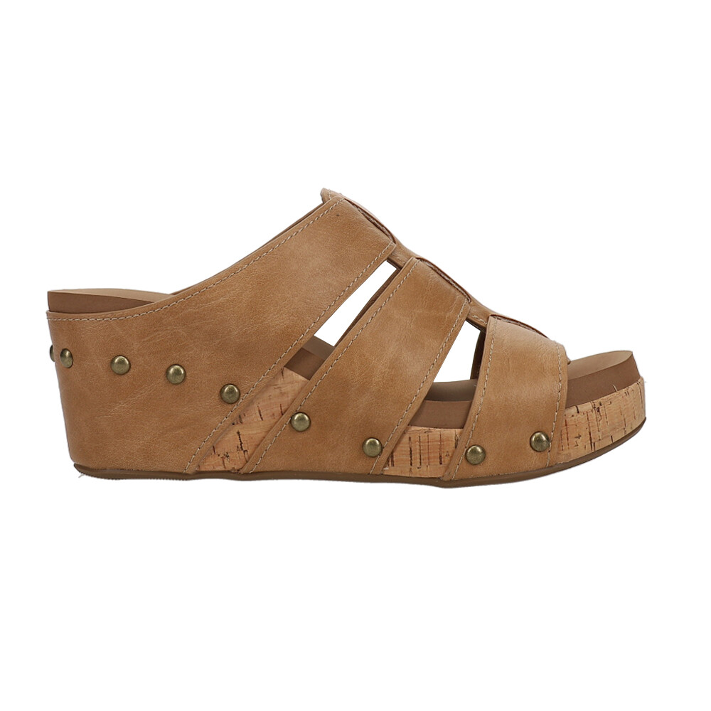 Corkys Catch of the Day Studded Brown Wedge Sandals for Women 41-0353-CARA