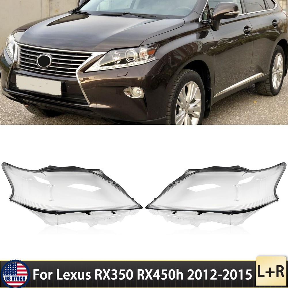 For 2012-2015 Lexus RX350 RX450h Pair Headlight Lens Headlamp Cover Clear