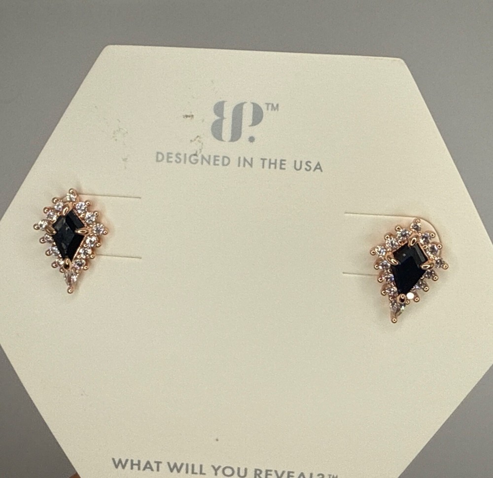 BP Black Onyx Rose Gold Diva Status Studs RBP5160 Earrings BORG