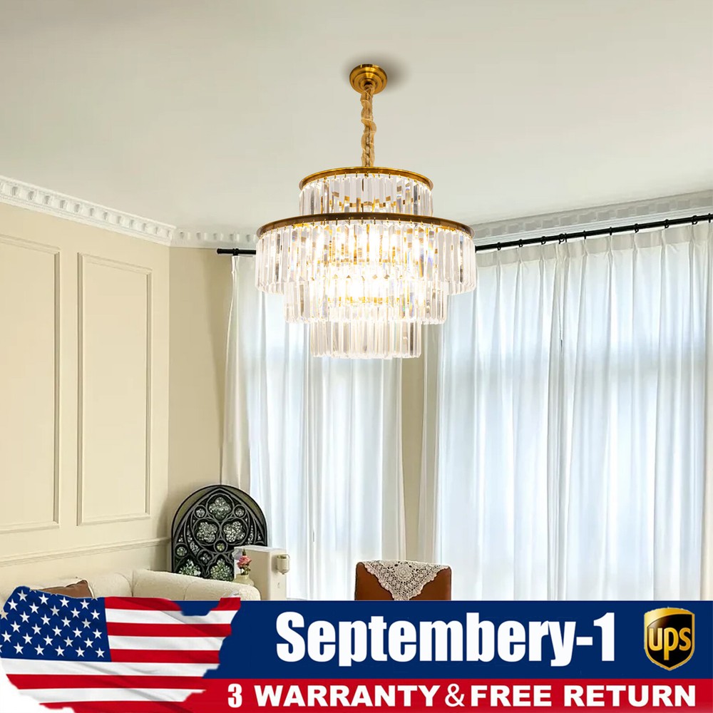 Luxury Crystal Chandelier LED Pendant Lamp Ceiling Lighting Fixture Living Room