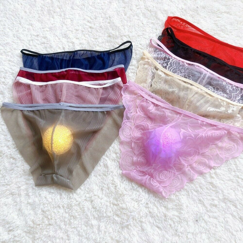 Sexy Mens Underwear Thong Mesh Sheer Lace Pouch G-string Briefs Bikini Panties