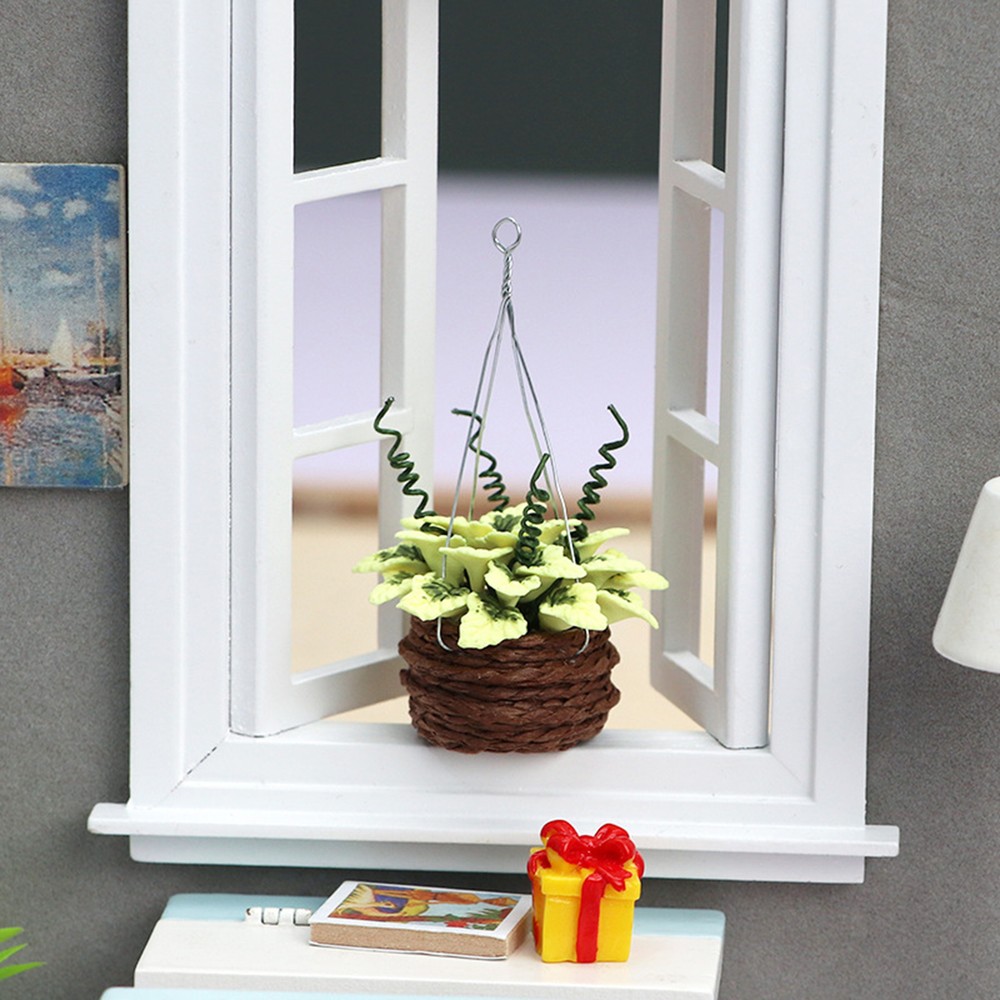 Miniature Green Plant Adorable Vivid Mini Hanging Basket Yellow Maple Portable