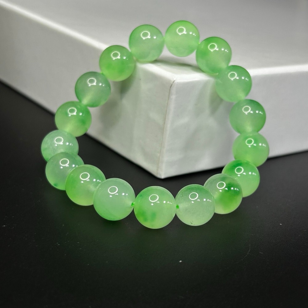 Certified 12mm natural ice green Burmese jadeite bangle bracelet