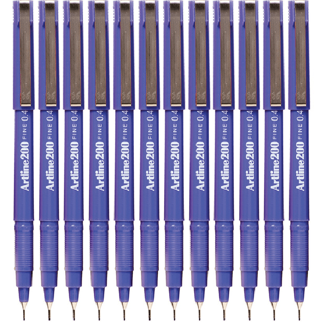 NEW 12x Artline 200 Fineliner Felt Tip Pen 0.4mm Purple Box