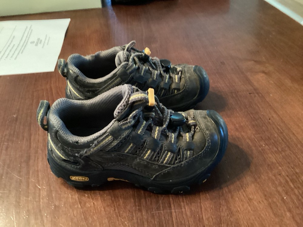 Keen Gypsum Kids Hiking Shoes Size 9 Brown with Yellow Trim