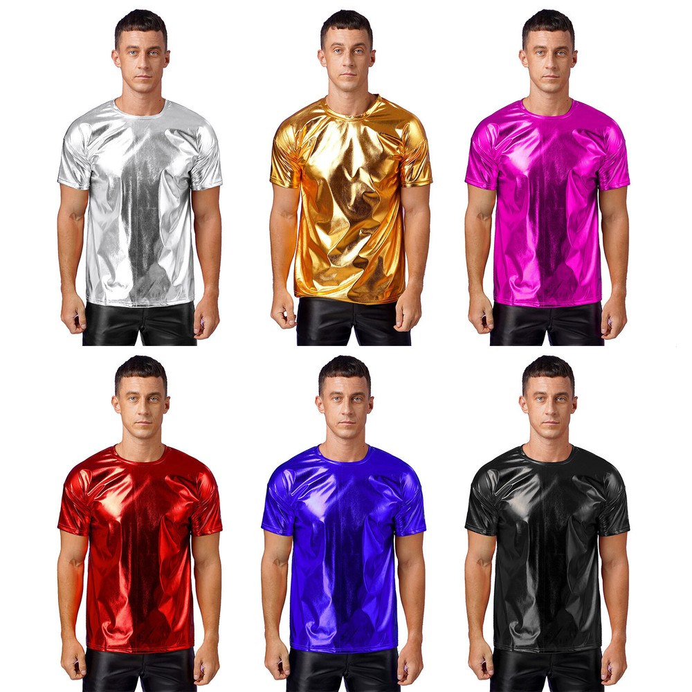 Mens Top Muscle Clubwear Jazz T-shirts Short Sleeve Undershirt Rave Nightclub
