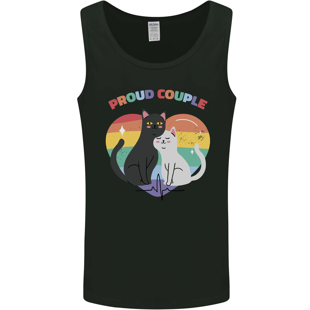 LGBT Proud Couple Funny Gay Cats Mens Vest Tank Top