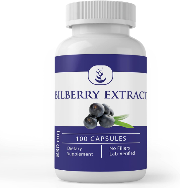 Bilberry Extract Capsules 830mg | 100 Count | Supports Eye Health