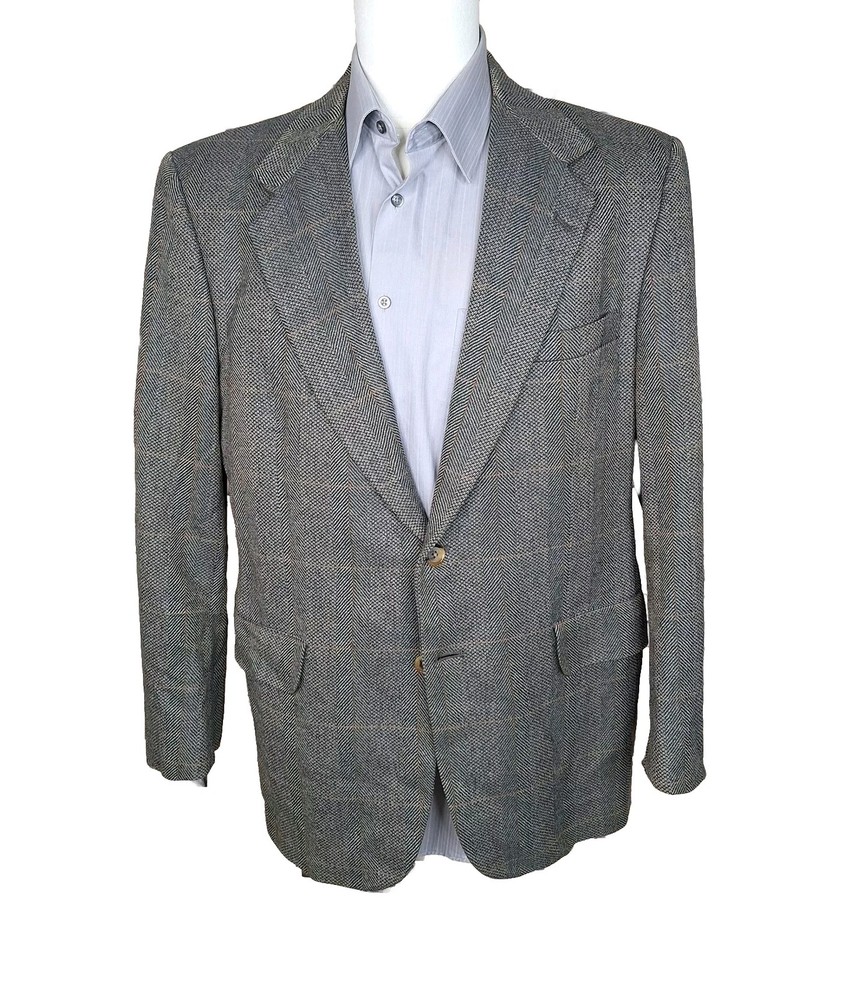 RBM Mens 42R Brown Plaid Lambswool Sport Coat Made in USA