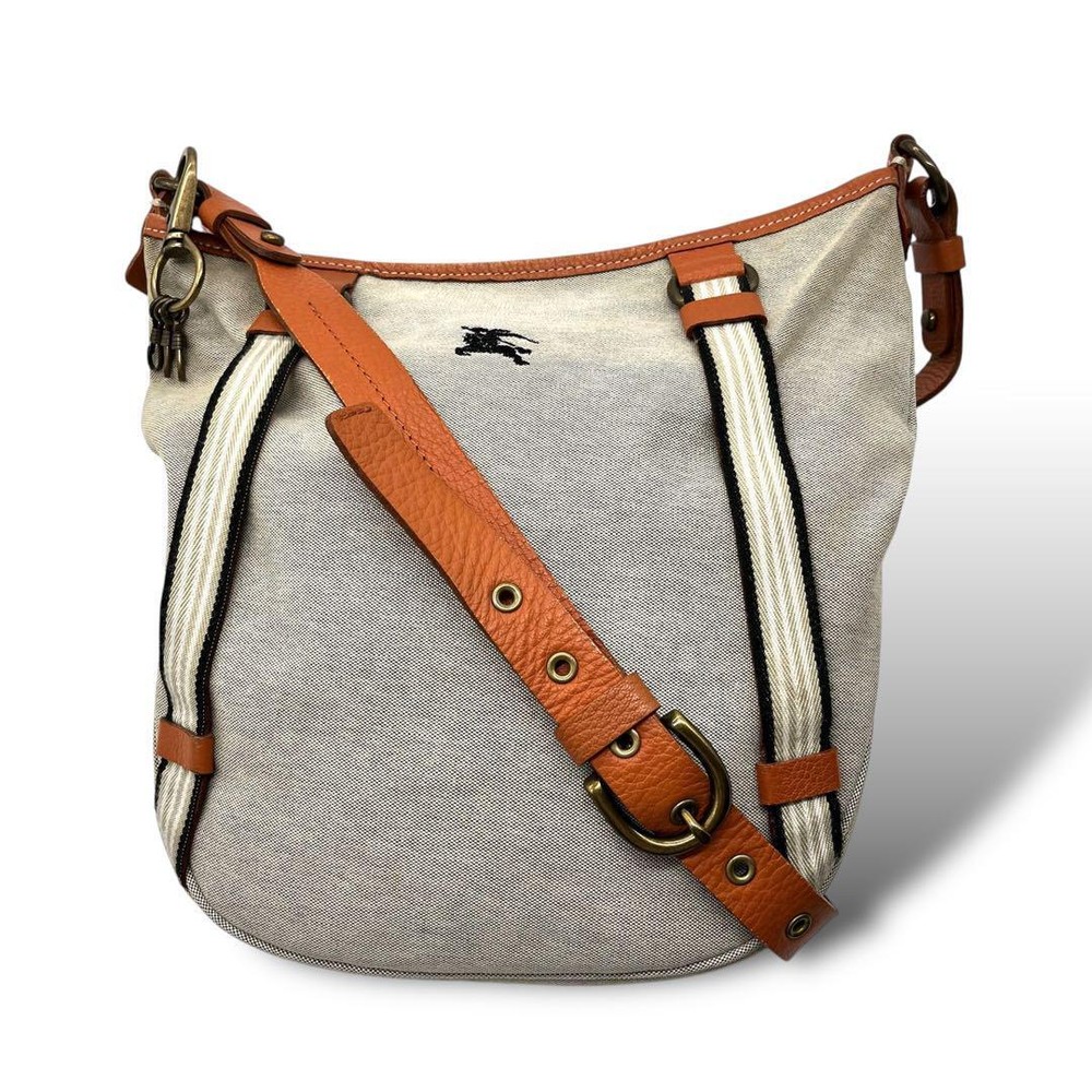 1022 Burberry Shoulder Bag Canvas Leather Embroidered Logo
