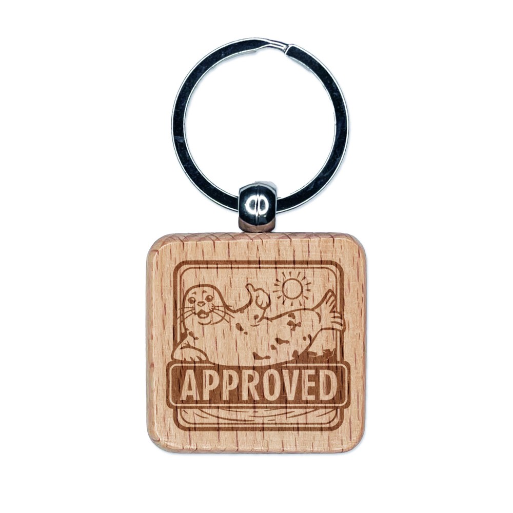 Engraved Wood Square Keychain for Teachers with Seal of Approval Recognition  