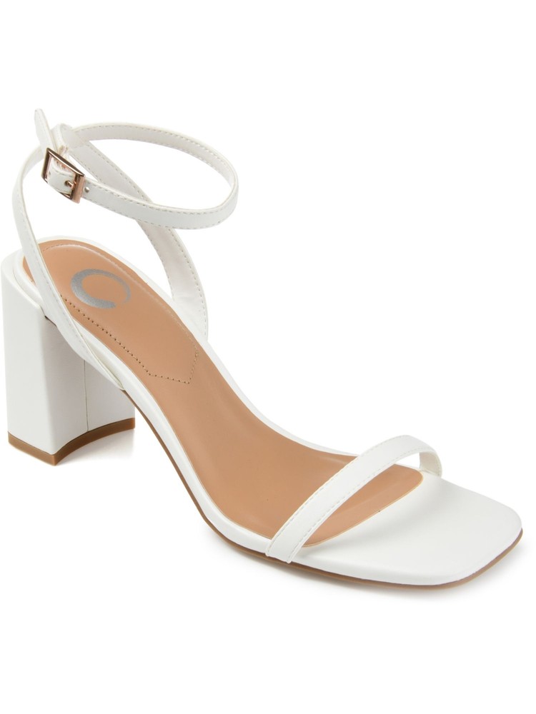 JOURNEE COLLECTION Womens White Chasity Open Block Heel Heeled Sandal 8.5