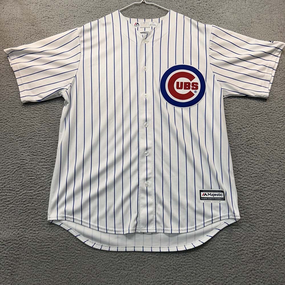 Chicago Cubs Jersey Men Large Majestic Cool Base Pinstripe MLB