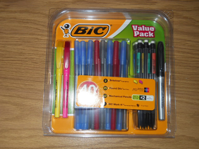 NEW Bic Value Pack 40-ct Round Stic Ball Pens Briteliner Highlighter Pencils Set