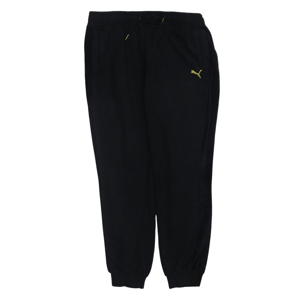 Puma Mens Joggers Black Nylon Relaxed Fit Embroidered Logo Drawstring Cuffed L