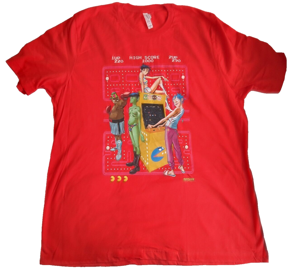 Official Gorillaz: Pac-Man Men's 2XL Red T-Shirt tee skater surfer noodle murdoc