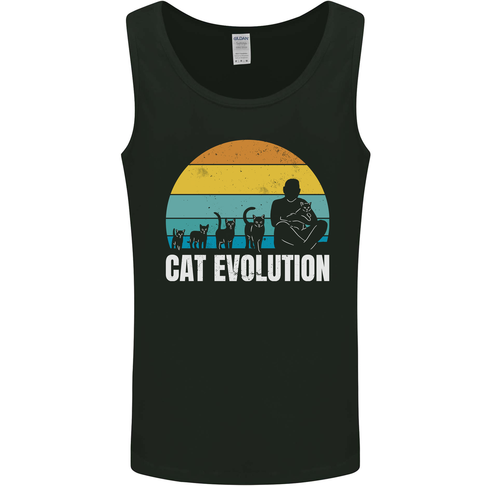 The Evolution of Cats Funny Crazy Lady Man Mens Vest Tank Top