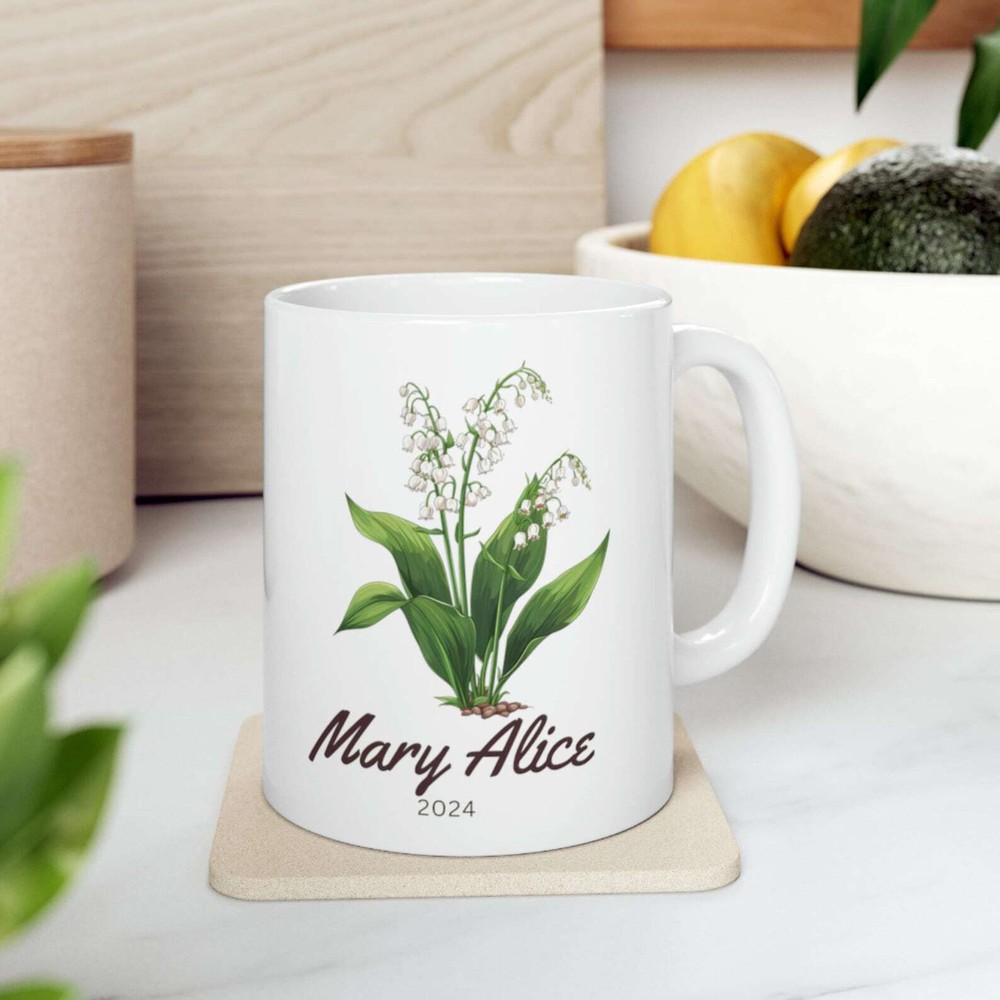 Personalized May Birth Flower Coffee Mug Custom Mother's Day Gift