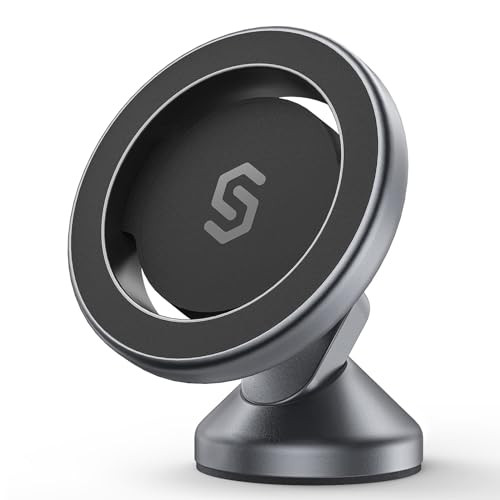 MagSafe Car Mount with 360° Rotation in Space Gray – Magnetic Phone Holder for Car