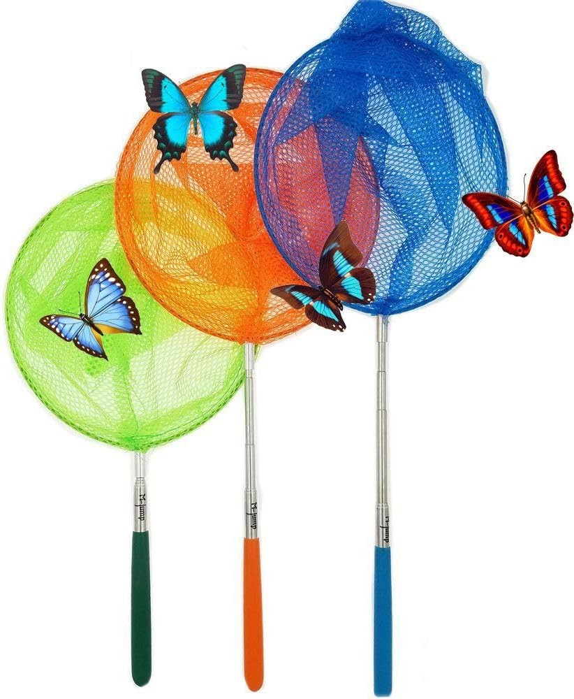 #1 M-Jump 3-Pack Colorful Telescopic Butterfly Nets for Kids Outdoor Bug Catching