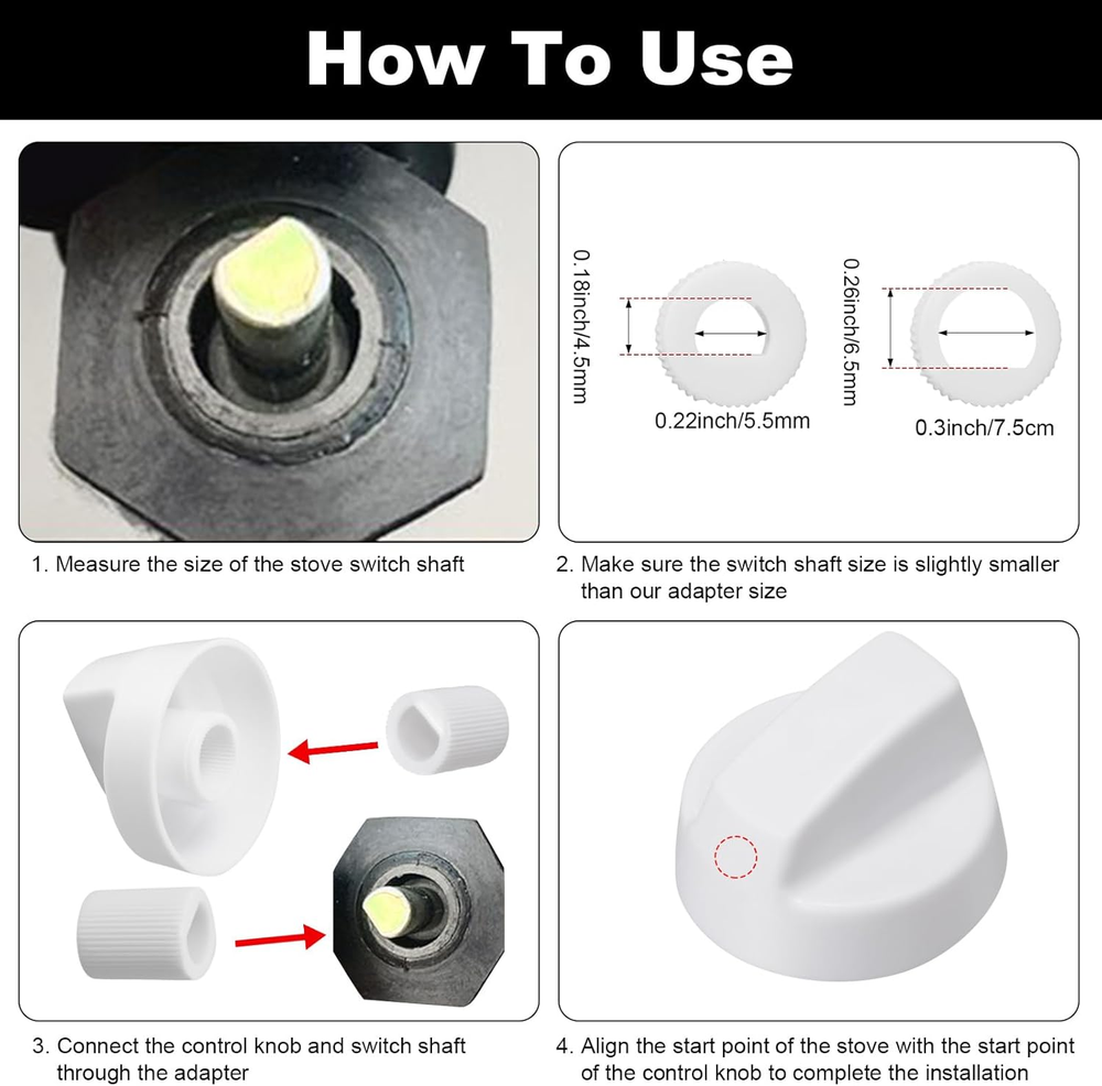 4 Pack Control Knobs  with 12 Adapters for Oven/Stove/Range, Please Check Car...
