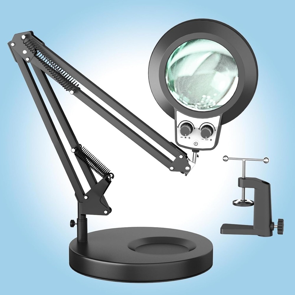 Versatile Desk Lamp Magnifier with Memory Function & Energy Efficient LED Light