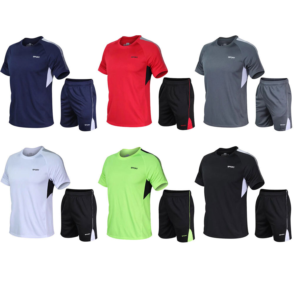 Kids Boys Uniform Workout Sport Suit T-shirt Tracksuit Summer Clothing Set Gym