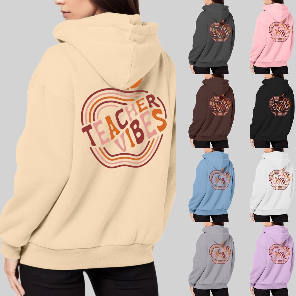 Stylish Women’s Long Sleeve Printed Zipper Hoodie for Back to School Season-image