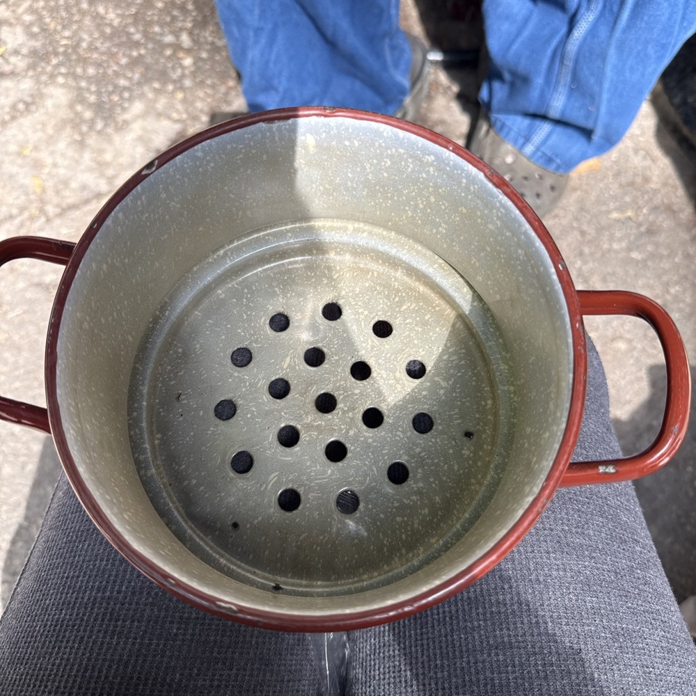 Vintage Descoware Made In Belgium Flame Red Bean Pot Cast Iron Enamel 3 Quart