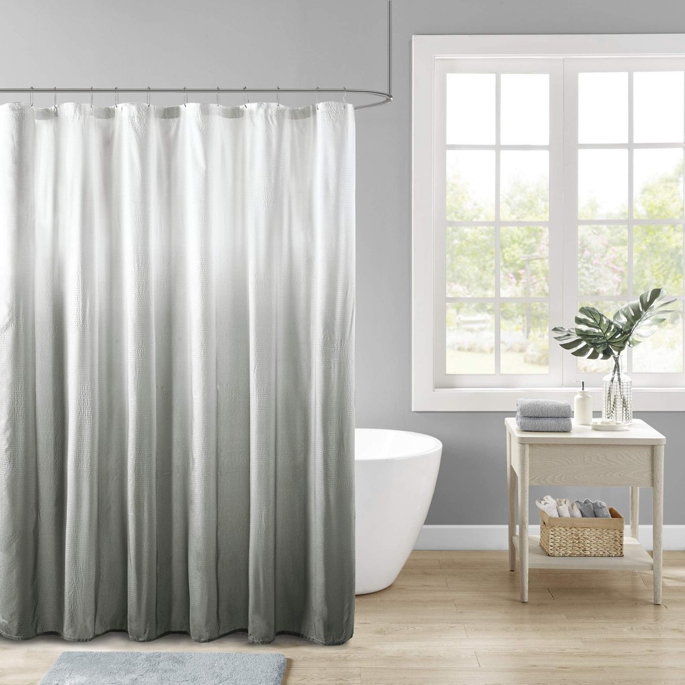 Ara Seersucker Ombre Shower Curtain Modern Bathroom Decor Machine Washable