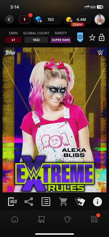 Topps Slam WWE *Digital* 2021 Extreme Rules Gold Motion - Alexa Bliss 1022cc
