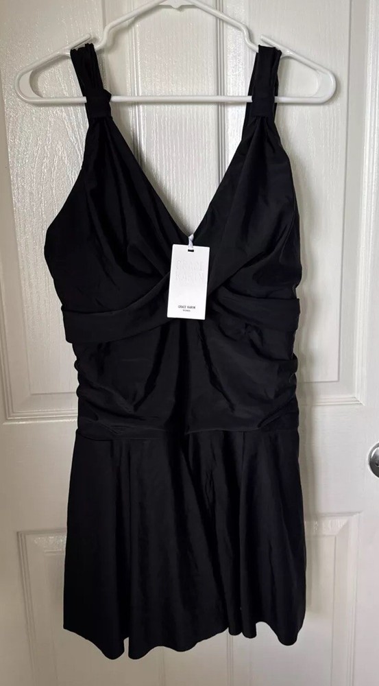 Grace Karin Womens XL Black Twist Front Tummy Control Tankini Swimsuit