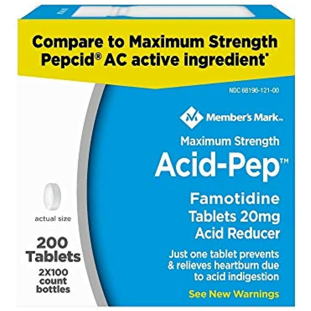 Members Mark 20mg Famotidine Acid Reducer Tablets 100ct 2-Pack-image