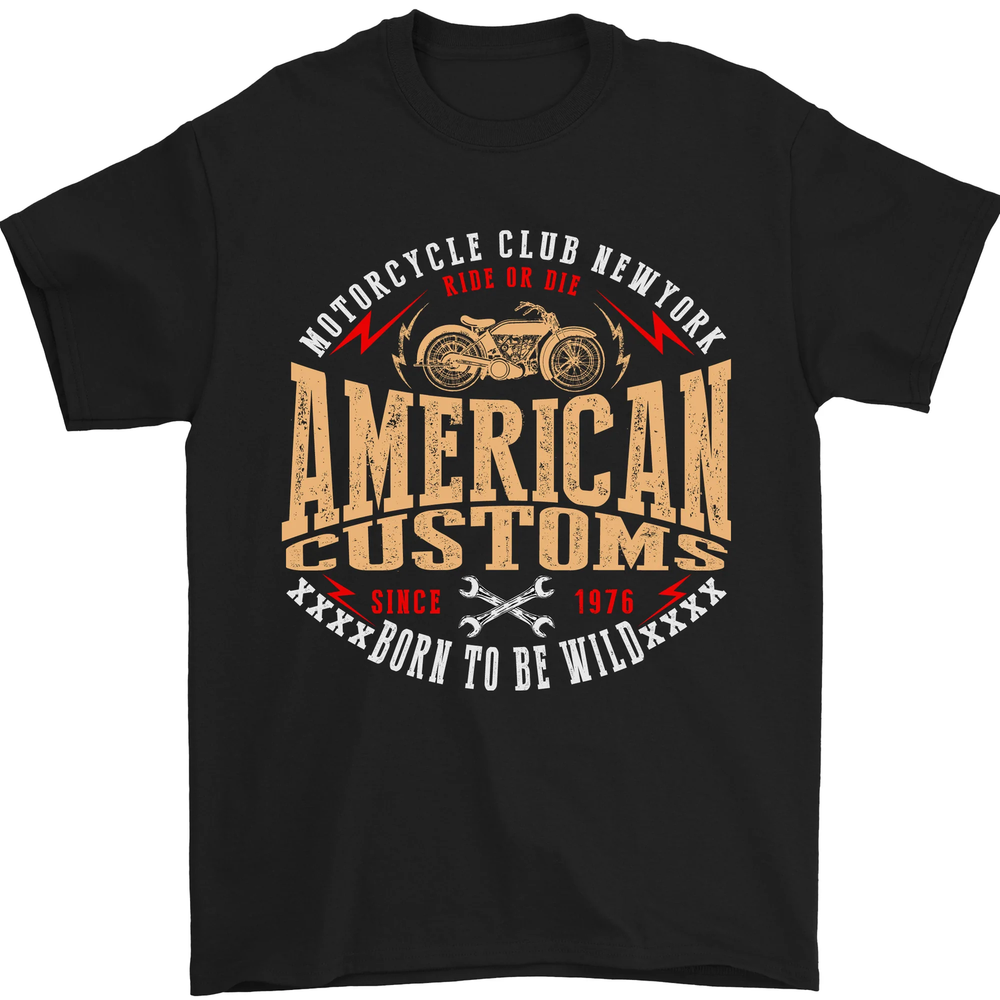 American Customs Cafe Racer Biker Mens T-Shirt 100% Cotton