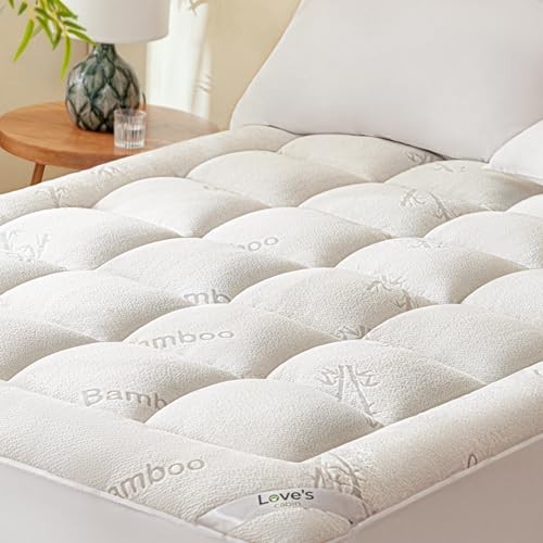 Mattress Topper Viscose Derived from Bamboo, Thick Pillow Top Twin White