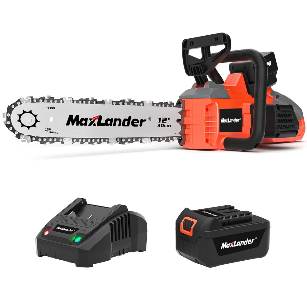 12-Inch Cordless Chainsaw with 4.0Ah Battery and Charger 20V Power Tool