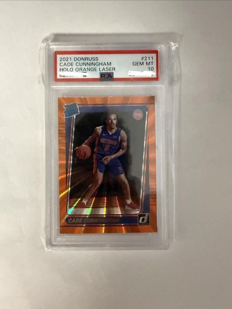 2021-22 Panini Prizm Cade Cunningham Rookie 211 Orange Laser Photo