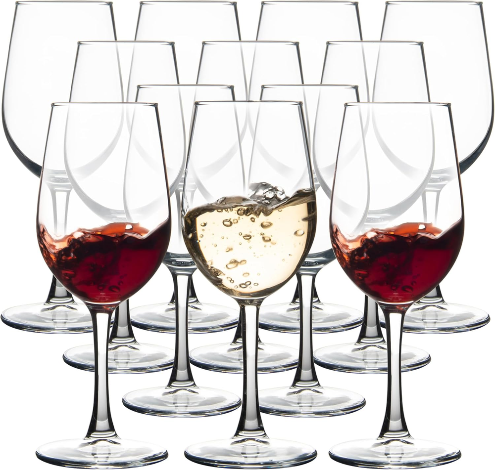 12-Piece 12Oz Stemmed Wine Glass Set for Red & White - Clear