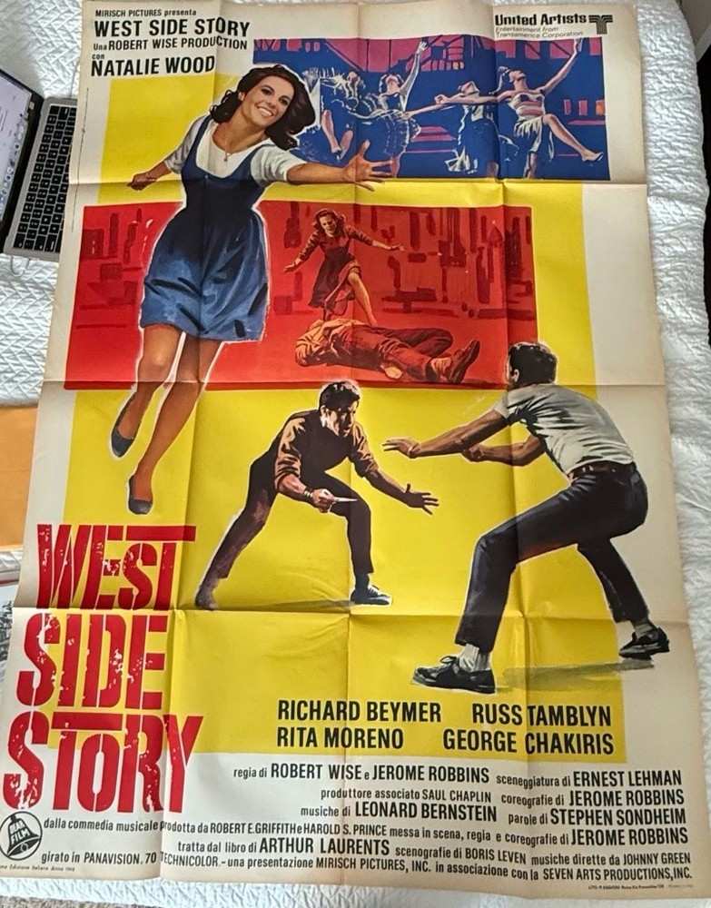 West Side Story Original Italian 2-Foglio Movie Poster 1961 Natalie Wood Nano Ar