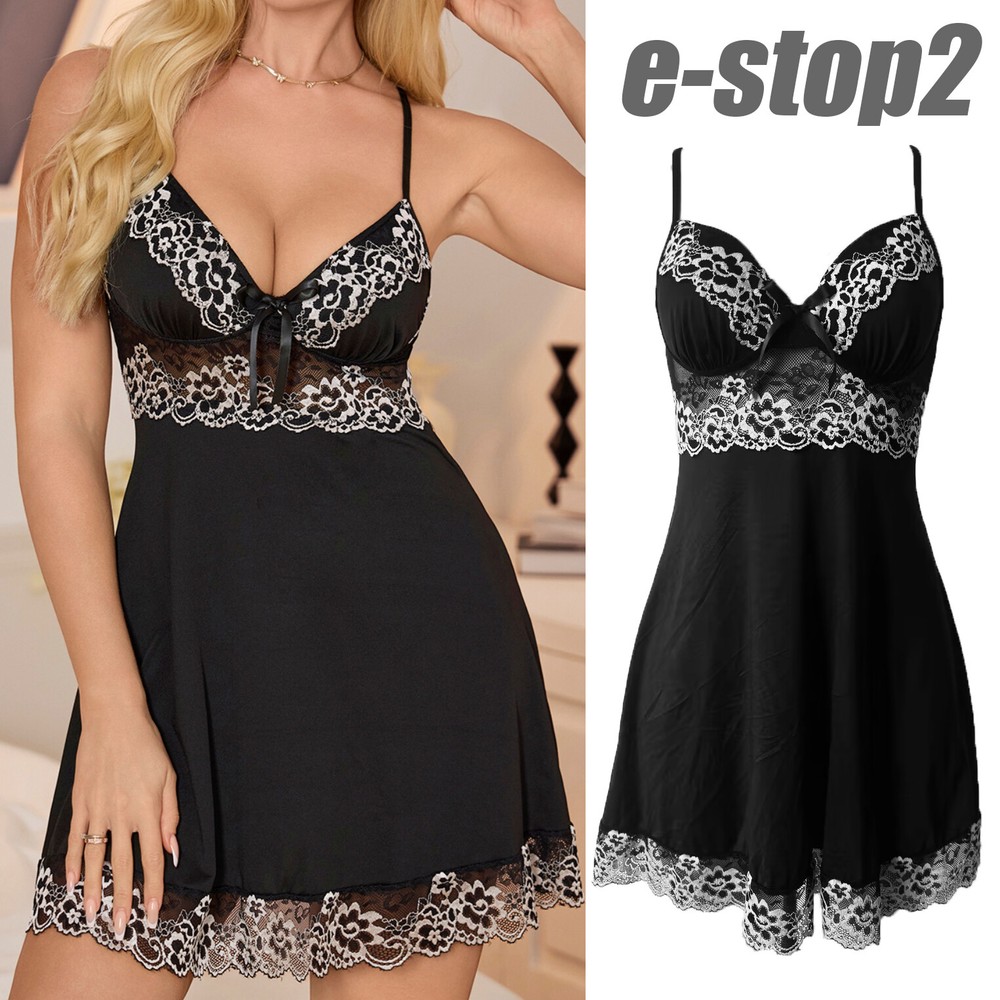 Women Sexy Lingerie Lace Floral Sleepdress Babydoll Teddy Underwear Nightwear US