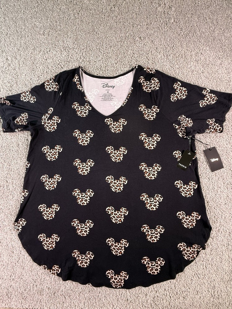 NWT Torrid X Disney Mickey Leopard Head Tunic Black 4X