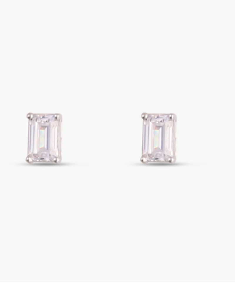 4Ct Emerald Simulated Diamond Stud Earrings in 925 Sterling Silver for Women