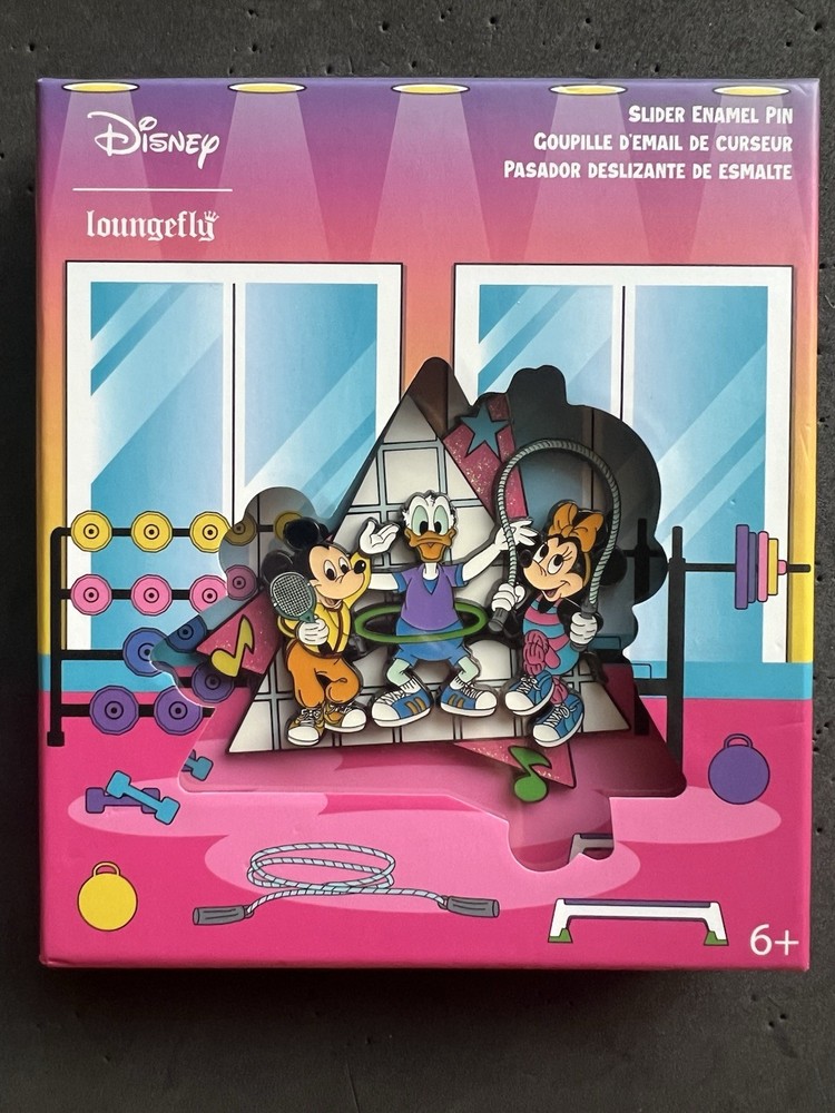 Disney Loungefly Mousercise Jumbo Box Limited Edition Pin Mickey Minnie Donald LE 1000