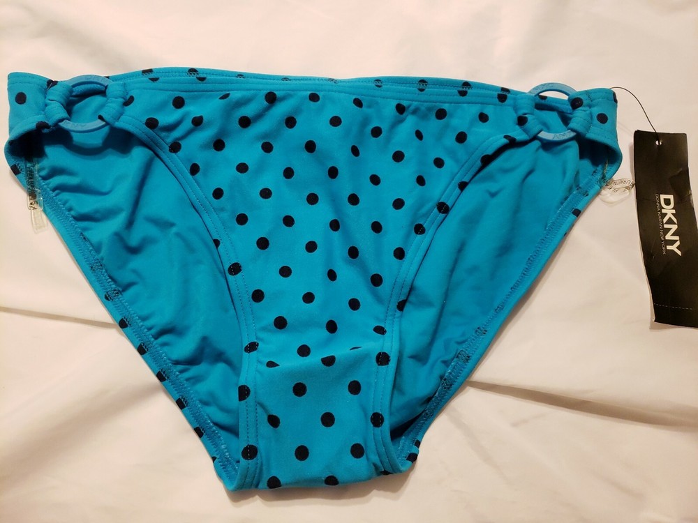 P40 NWT Macy's DKNY Blue Black Polka Dot Bikini Bottom CLEARANCE SALE MSRP $42-image