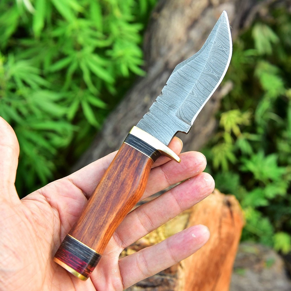 HANDMADE FORGED FIXED BLADE DAMASCUS KNIFE BOWIE KNIFE SKINNING SHEATH 428