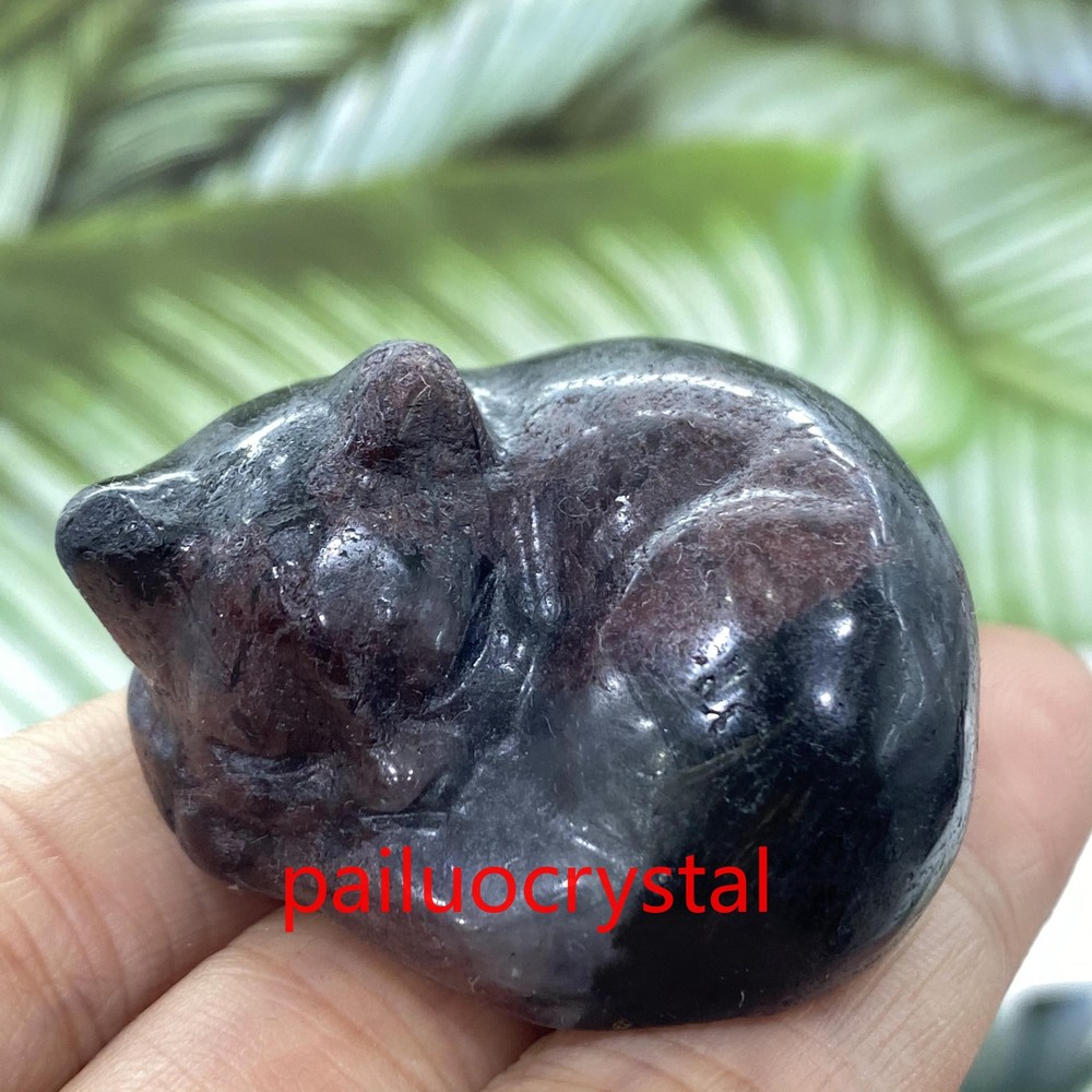 1pc Natural Garnet Cat Skull Quartz Crystal Skull Carved Figurines Healing 1.5