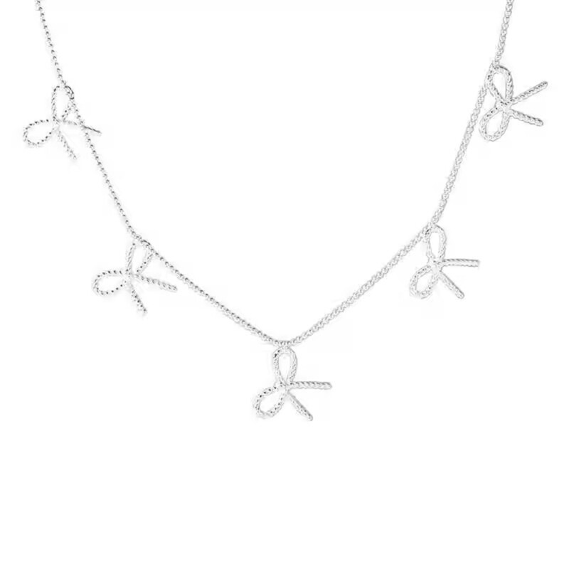 Unique Bows Tie Charm Necklace with Bowknot Embellishments for Stylish Ladies