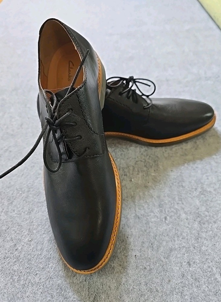 Men's Clarks Artisan Atticus Black Leather Comfort Lace-Up Shoes Size 10-11